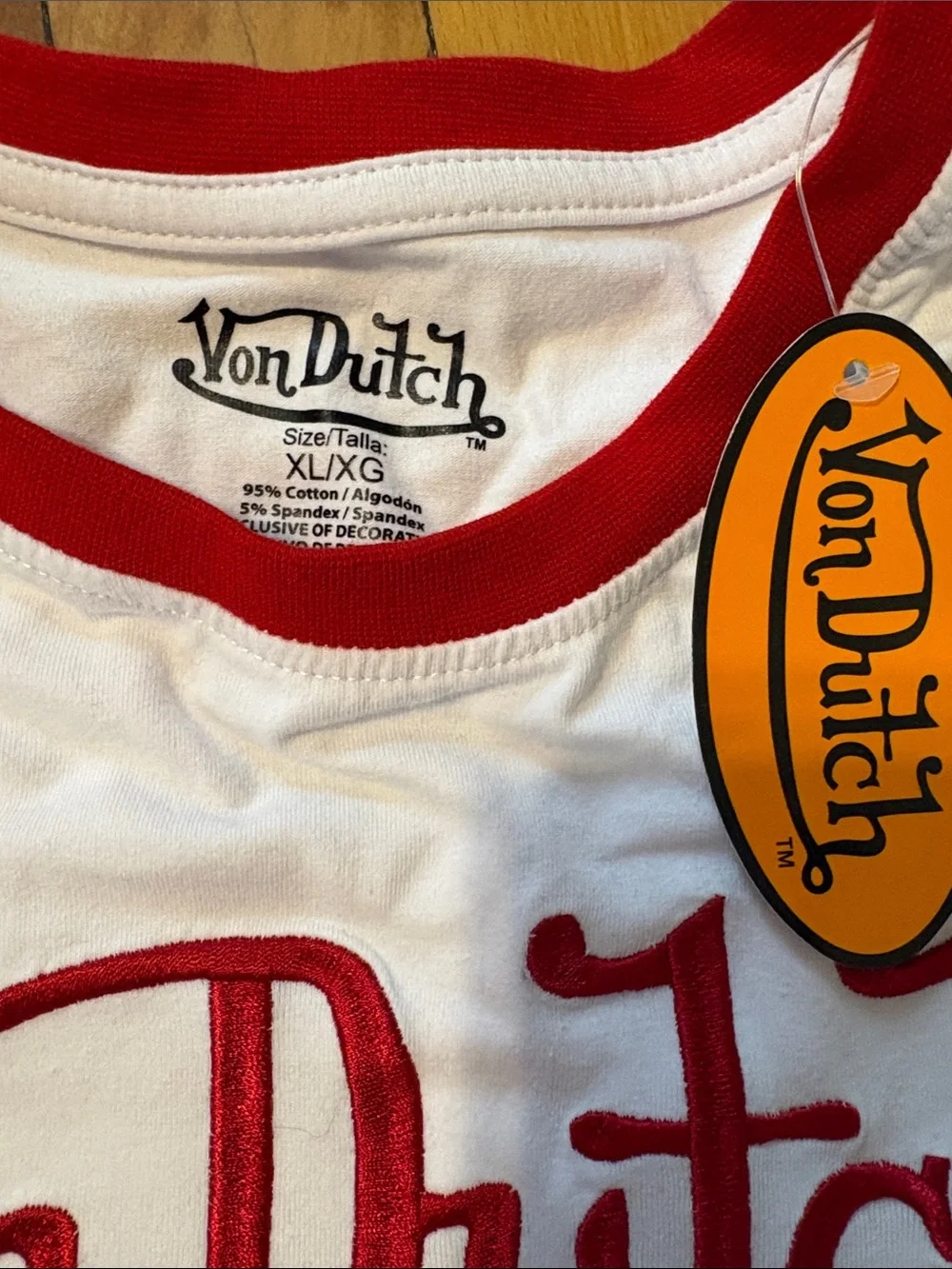 Von Dutch White Tee with Red Logo & Trim - Picture 2 of 2